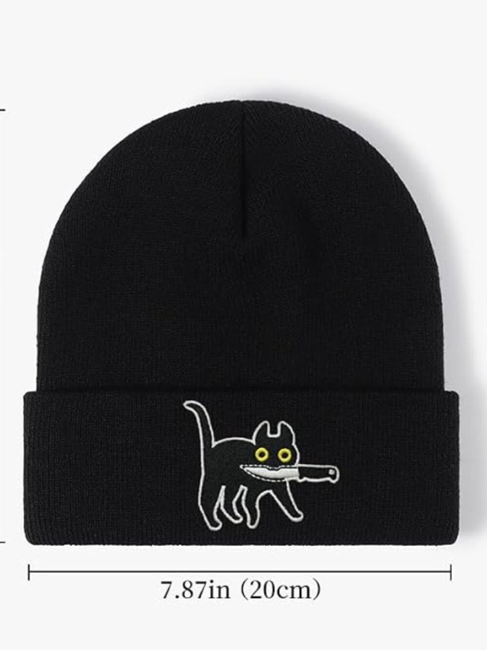 Black Cat Embroidered Beanie Hat - Unbranded - Picture 4 of 5